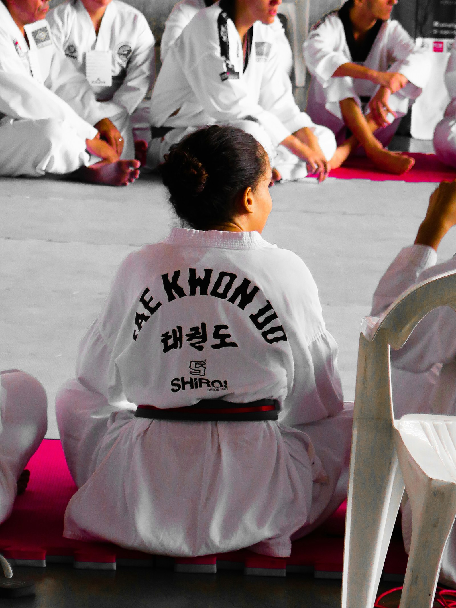 Young child in martial arts uniform